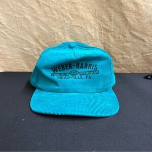 Vintage Ford Trucker Hat Mens OSFA Blue Corduroy Weber‎ Harris Snapback Cap 90s